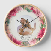 Horloge Chic Romantique Floral Blush Rose Roses Mariage (Recto)