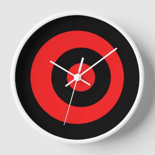 Horloge Chic Rond Noir Mur Rouge (Recto)