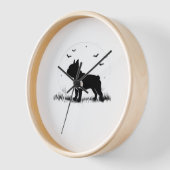 Horloge Chien à Chien à Chien - Halloween Lune Silhouette  (Angle)