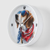 Horloge Chien patriotique 4 juillet (Angle)
