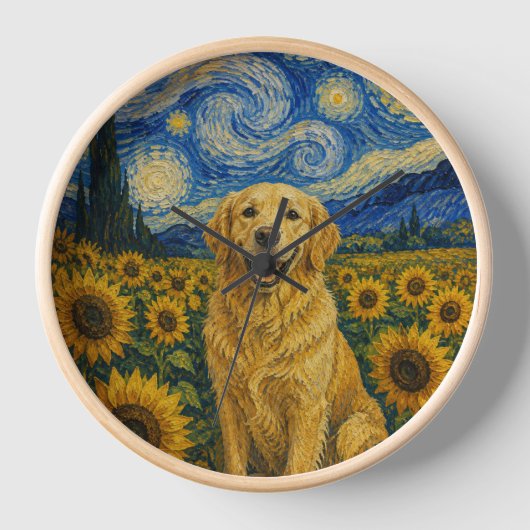 Horloge Chien Retriever doré de Van Gogh (Recto)