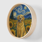 Horloge Chien Retriever doré de Van Gogh (Angle)