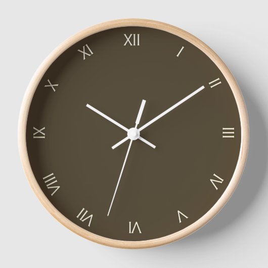 Horloge Chiffres romains blancs de Mocha solides (Recto)