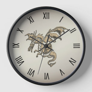 Horloge Chiffres romains du dragon d'or