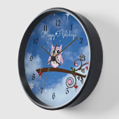 Horloge Chouette de vacances rose (Angle)