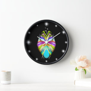 Horloge Chouette Oracle noire et multicouleur