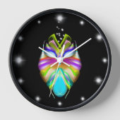 Horloge Chouette Oracle noire et multicouleur (Recto)
