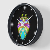 Horloge Chouette Oracle noire et multicouleur (Angle)