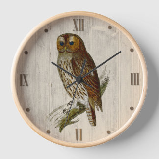 Horloge Chouette sur le look bois