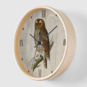 Horloge Chouette sur le look bois (Angle)