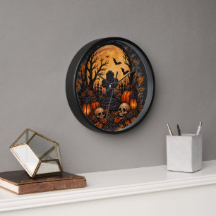 Horloge Cimetière gothique hanté au clair de lune Hallowee