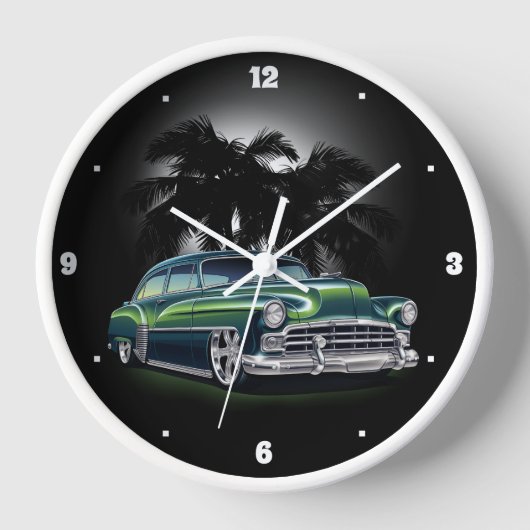 Horloge Cinquante ans vert Bas Rider Palm Trees Graphisme (Recto)