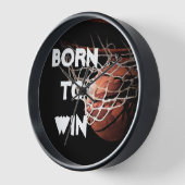 Horloge Citation motivationnelle disant Basketball né pour (Angle)