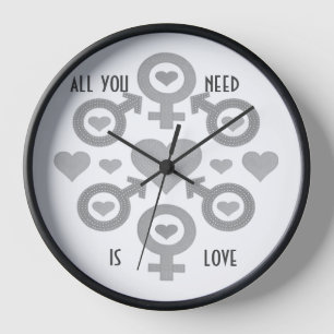Horloge Citation Tout ce dont vous avez besoin est l'amour