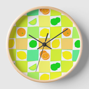 Horloge Citron, Limes Oranges avec Motif de Tranches Cuisi