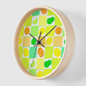 Horloge Citron, Limite Oranges avec tranches Motif Cuisine (Angle)