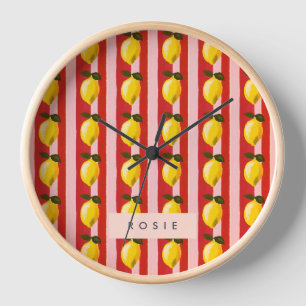 Horloge Citron personnalisé Motif citron jaune citron