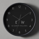 Horloge Classic Élégant Moderne Minimaliste Nom Monogramme<br><div class="desc">Améliorez votre décoration de maison avec notre horloge murale Monogramme minimaliste classique élégant et moderne. Ce magnifique garde-temps allie élégance intemporelle et minimalisme contemporain, élevant votre espace de vie à de nouveaux niveaux de sophistication. Réalisée avec précision et attention minutieuse aux détails, cette horloge murale est plus qu'un simple accessoire...</div>