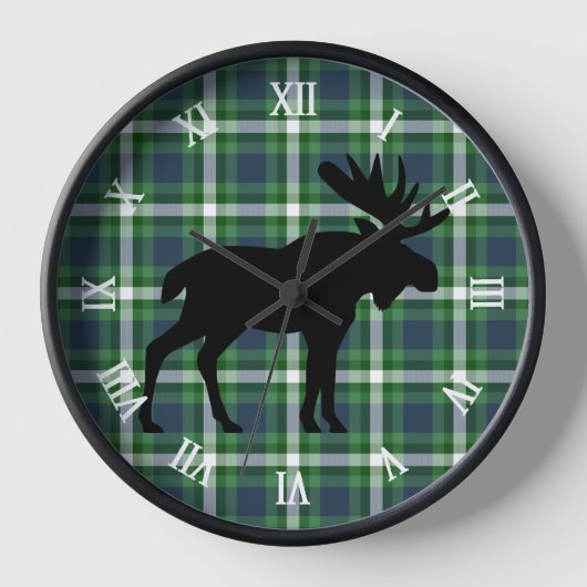 Horloge Classic Green Bleu foncé Lumberjack Plaid Motif (Recto)