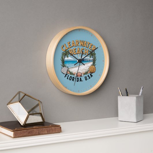 Horloge Clearwater Beach Retro Vignette (Bureau)