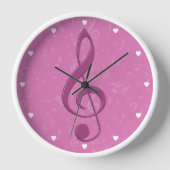 Horloge Clef rose et notes musicales (Recto)