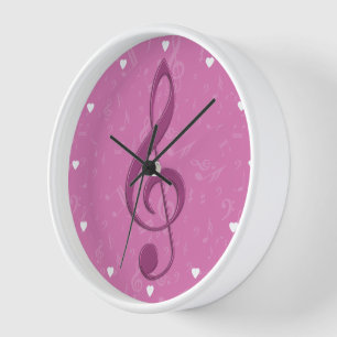 Horloge Clef rose et notes musicales