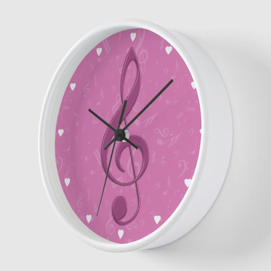 Horloge Clef rose et notes musicales (Angle)
