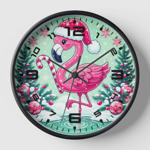 Horloge Clipart de flamingo de Noël en sublimation-10424