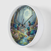 Horloge Clock of Ducks, Rabbits, and peace (Angle)