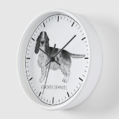Horloge Cocker Spaniel En Noir Et Blanc & Texte Personnali (Angle)