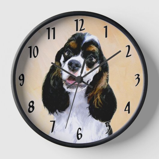 Horloge Cocker Spaniel (Parti) Peinture - Art Chien origin (Recto)