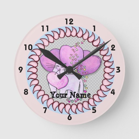 Horloge Coeur Amour Chat (Recto)