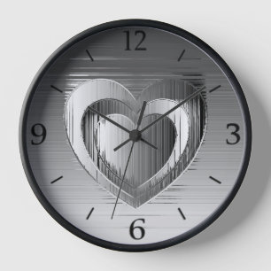 Horloge Coeur Chrome poli avec cadre