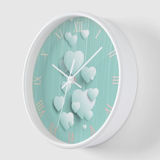 Horloge Coeurs blancs 3D (Angle)