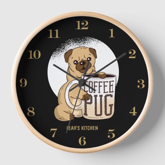 Horloge ☕ Coffeecore Clock Coffee Mèmes Barista CARLIN DOG (Recto)