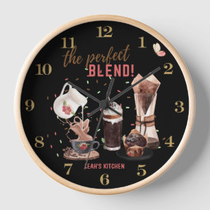Horloge ☕ Coffeecore Clock Coffee Mèmes Barista Chalkboard