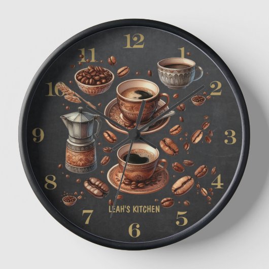 Horloge ☕ Coffeecore Clock Coffee Mèmes Barista Chalkboard (Recto)