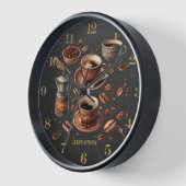 Horloge ☕ Coffeecore Clock Coffee Mèmes Barista Chalkboard (Angle)