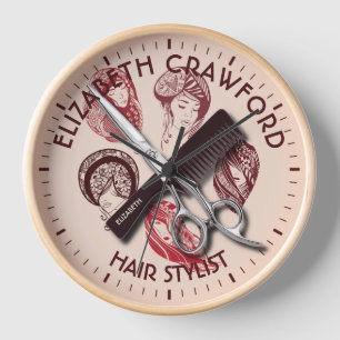 Horloge Coiffeuse Styliste Beauté Salon Ou Coiffeur Avec N