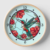 Horloge Colibri à fleurs rouges (Recto)