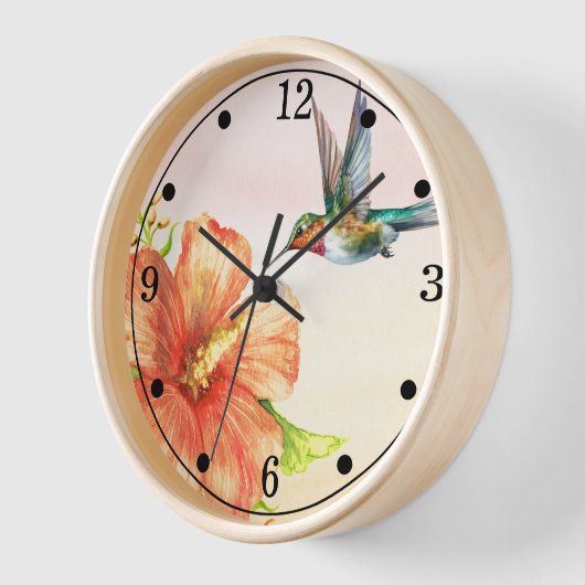 Horloge Colibri et fleur d'Hibiscus (Angle)