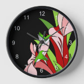 Horloge Colibri et fleurs stylisés (Recto)