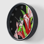 Horloge Colibri et fleurs stylisés (Angle)