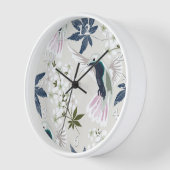 Horloge Colibris et fleurs blanches. (Angle)