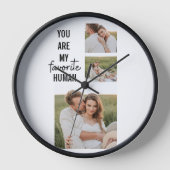Horloge Collage moderne Couple Photo & Romantic Love Citat (Recto)