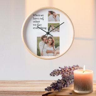 Horloge Collage moderne Photo Romantique Couple Citation C