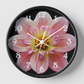 Horloge Collarette rose Dahlia sur Floral noir (Recto)