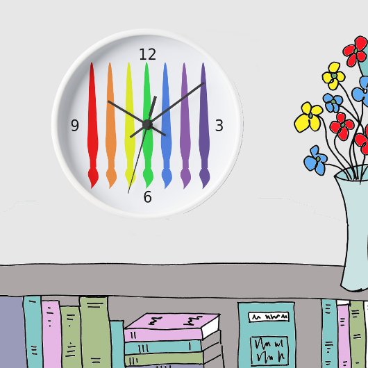 Horloge Coloured paintbrushes, simple, moderne, colourful