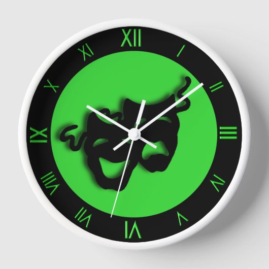 Horloge Comedy and Tragedy Cool Green Theater Wall Clock (Recto)