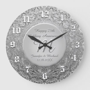 Horloge commémorative du monogramme d'argent perso
